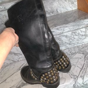 ASH Leather Ankle Studded Riding Boots Size 6